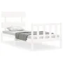 Estructura de cama con cabecero madera maciza blanco de , Camas y somieres - Ref: Foro24-3193237, Precio: 95,74 €, Descuento: %
