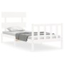 White solid wood bed frame with headboard by , Beds and slatted bases - Ref: Foro24-3193237, Price: 97,04 €, Discount: %