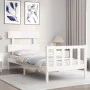 Estructura de cama con cabecero madera maciza blanco de , Camas y somieres - Ref: Foro24-3193237, Precio: 95,74 €, Descuento: %