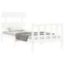 Estructura de cama con cabecero madera maciza blanco de , Camas y somieres - Ref: Foro24-3193237, Precio: 95,74 €, Descuento: %