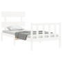 White solid wood bed frame with headboard by , Beds and slatted bases - Ref: Foro24-3193237, Price: 97,04 €, Discount: %