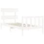 Estructura de cama con cabecero madera maciza blanco de , Camas y somieres - Ref: Foro24-3193237, Precio: 95,74 €, Descuento: %