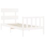 White solid wood bed frame with headboard by , Beds and slatted bases - Ref: Foro24-3193237, Price: 97,04 €, Discount: %