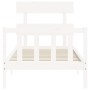 White solid wood bed frame with headboard by , Beds and slatted bases - Ref: Foro24-3193237, Price: 97,04 €, Discount: %