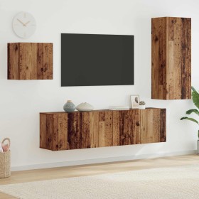 Mueble de TV 4 pcs Madera envejecida Madera de ingeniería en Muebles TV | Comprar online en Foro24