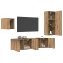Mueble de TV 4 pcs Roble artesanal Madera de ingeniería en Muebles TV | Comprar online en Foro24