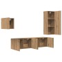 Mueble de TV 4 pcs Roble artesanal Madera de ingeniería en Muebles TV | Comprar online en Foro24