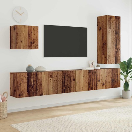 Unidad de Pared para TV 5 pcs Madera envejecida en Muebles TV | Comprar online en Foro24