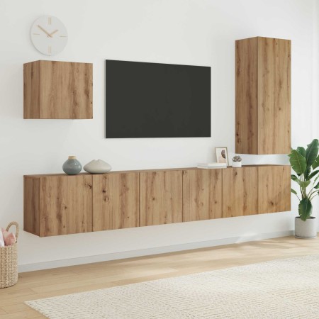 Unidad de Pared para TV 5 pcs Roble artesanal en Muebles TV | Comprar online en Foro24