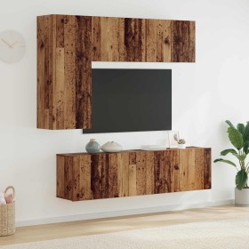 Unidad de Pared para TV 5 pcs Madera envejecida en Muebles TV | Comprar online en Foro24