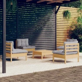 5-piece garden furniture set and gray pine wood cushions by , Garden sets - Ref: Foro24-3096033, Price: 364,43 €, Discount: %