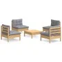 Juego de muebles de jardín 5 pzas y cojines madera pino gris de , Conjuntos de jardín - Ref: Foro24-3096033, Precio: 364,43 €...