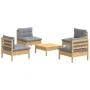 Juego de muebles de jardín 5 pzas y cojines madera pino gris de , Conjuntos de jardín - Ref: Foro24-3096033, Precio: 364,43 €...