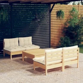 Gartenmöbel 5 Stück Kissen aus cremefarbenem Kiefernholz von , Gartensets - Ref: Foro24-3096004, Preis: 345,43 €, Rabatt: %