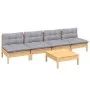 5-teiliges Gartenmöbel-Set und Kissen aus grauem Kiefernholz von , Gartensets - Ref: Foro24-3096129, Preis: 353,42 €, Rabatt: %
