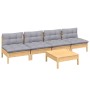 5-teiliges Gartenmöbel-Set und Kissen aus grauem Kiefernholz von , Gartensets - Ref: Foro24-3096129, Preis: 353,42 €, Rabatt: %