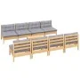 Garden furniture set 9 pieces and cushions solid pine wood by , Garden sets - Ref: Foro24-3096141, Price: 698,13 €, Discount: %