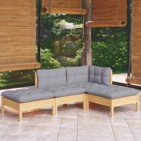 Garden furniture set 4 pieces and cushions solid pine wood by , Garden sets - Ref: Foro24-3096285, Price: 275,99 €, Discount: %
