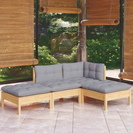 Garden furniture set 4 pieces and cushions solid pine wood by , Garden sets - Ref: Foro24-3096285, Price: 275,99 €, Discount: %