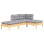 4-teiliges Gartenmöbel-Set mit Kissen aus massivem Kiefernholz von , Gartensets - Ref: Foro24-3096285, Preis: 275,99 €, Rabat...