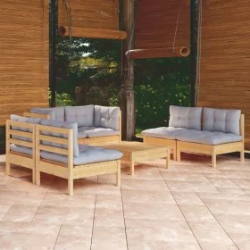 Garden furniture set 7 pieces and cushions solid pine wood by , Garden sets - Ref: Foro24-3096213, Price: 520,77 €, Discount: %
