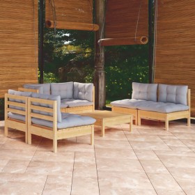Juego de muebles de jardín 7 pzas y cojines madera maciza pino de , Conjuntos de jardín - Ref: Foro24-3096213, Precio: 512,36...