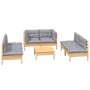 Gartenmöbel-Set 7-teilig und Kissen aus massivem Kiefernholz von , Gartensets - Ref: Foro24-3096213, Preis: 512,36 €, Rabatt: %