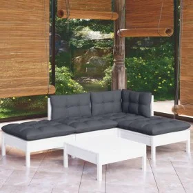 Garden furniture 5 pieces with white pine wood cushions by , Garden sets - Ref: Foro24-3096293, Price: 376,07 €, Discount: %