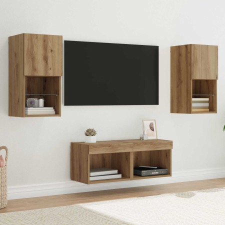 Gabinetes de pared para TV 4 pcs Roble artesanal en Muebles TV | Comprar online en Foro24