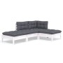 Muebles de jardín 4 pzas con cojines madera maciza de pino by , Garden sets - Ref: Foro24-3096287, Price: 333,22 €, Discount: %