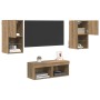 Gabinetes de pared para TV 4 pcs Roble artesanal en Muebles TV | Comprar online en Foro24