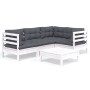 Garden furniture 5 pieces with white pine wood cushions by , Garden sets - Ref: Foro24-3096377, Price: 435,62 €, Discount: %