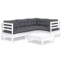 Garden furniture 5 pieces with white pine wood cushions by , Garden sets - Ref: Foro24-3096377, Price: 430,13 €, Discount: %