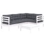 Garden furniture 5 pieces with white pine wood cushions by , Garden sets - Ref: Foro24-3096377, Price: 435,62 €, Discount: %