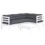 Garden furniture 5 pieces with white pine wood cushions by , Garden sets - Ref: Foro24-3096377, Price: 430,13 €, Discount: %