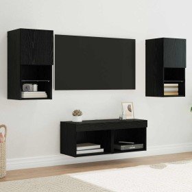 Gabinetes de pared para TV 4 pcs Roble Negro 30,5 x 30 x 60 cm en Muebles TV | Comprar online en Foro24