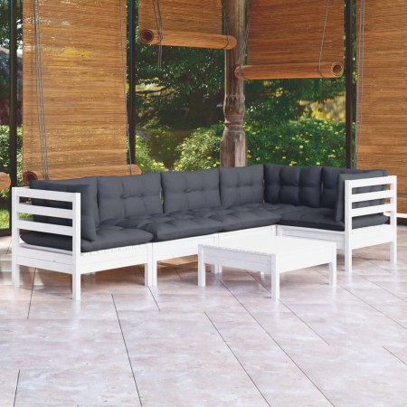 Gartenmöbel 6-teilig mit Kissen aus weißem Kiefernholz von , Gartensets - Ref: Foro24-3096389, Preis: 525,67 €, Rabatt: %