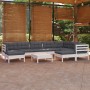 Garden furniture 10 pieces with white cushions solid pine wood by , Garden sets - Ref: Foro24-3096714, Price: 817,40 €, Disco...