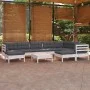Muebles de jardín 10 pzas con cojines blanco madera maciza pino de , Conjuntos de jardín - Ref: Foro24-3096714, Precio: 807,0...