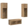 Gabinetes de pared para TV 4 pcs Roble Negro 40 x 30 x 30 cm en Muebles TV | Comprar online en Foro24