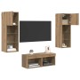 Gabinetes de pared para TV 4 pcs Roble Negro 40 x 30 x 30 cm en Muebles TV | Comprar online en Foro24