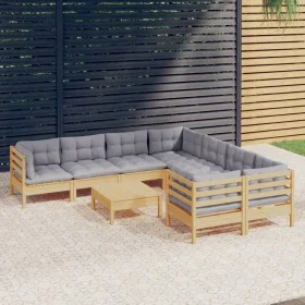 Garden furniture set 9 pieces and pine wood cushions by , Garden sets - Ref: Foro24-3096976, Price: 710,11 €, Discount: %