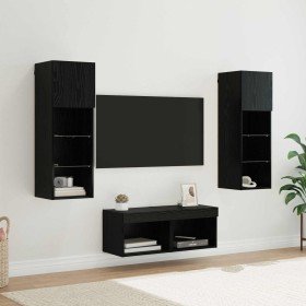 Gabinetes de pared para TV 4 pcs Roble Negro 40 x 30 x 30 cm en Muebles TV | Comprar online en Foro24