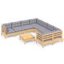 Gartenmöbel-Set 9-teilig und Kissen aus Kiefernholz von , Gartensets - Ref: Foro24-3096976, Preis: 708,87 €, Rabatt: %