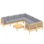 Gartenmöbel-Set 9-teilig und Kissen aus Kiefernholz von , Gartensets - Ref: Foro24-3096976, Preis: 708,87 €, Rabatt: %