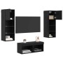 Gabinetes de pared para TV 4 pcs Roble Negro 40 x 30 x 30 cm en Muebles TV | Comprar online en Foro24