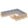 Juego de muebles de jardín 11 pzas y cojines madera de pino de , Conjuntos de jardín - Ref: Foro24-3097000, Precio: 814,68 €,...