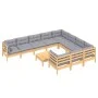 Juego de muebles de jardín 11 pzas y cojines madera de pino de , Conjuntos de jardín - Ref: Foro24-3097000, Precio: 814,68 €,...
