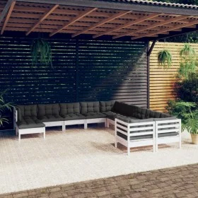 Gartenmöbel 11-teilig und Kissen aus weißem Kiefernholz von , Gartensets - Ref: Foro24-3097056, Preis: 933,47 €, Rabatt: %