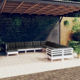 Gartenmöbel 11-teilig und Kissen aus weißem Kiefernholz von , Gartensets - Ref: Foro24-3097056, Preis: 945,34 €, Rabatt: %